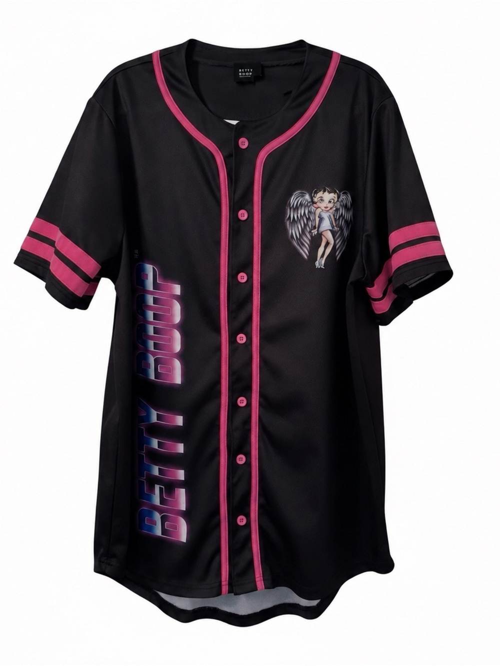 Betty Boop Women's “Born To Rise” Angel Double Sided Baseball Jersey S